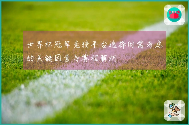 世界杯冠军竞猜平台选择时需考虑的关键因素与赛程解析